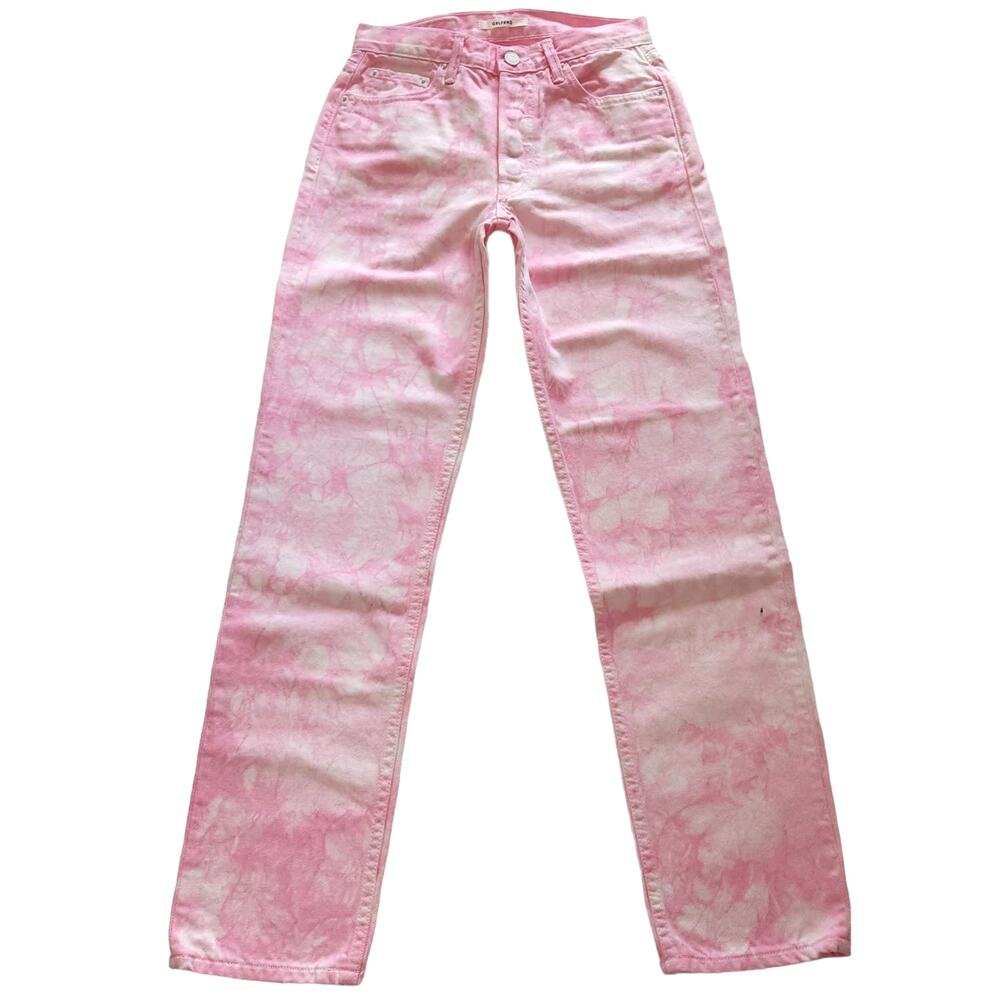 GRLFRND The Helena tie dye straight leg high waist crop jeans Juicy Fruit 25 NEW